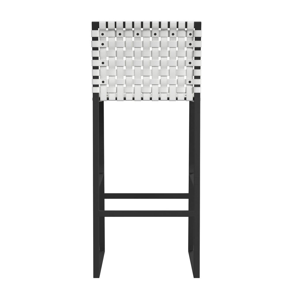 Urban Woven Leather Rectangular  28" Barstool, White