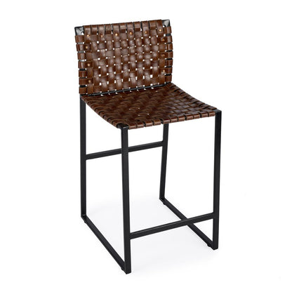 Urban Woven Leather 25" Counter Stool, Medium Brown
