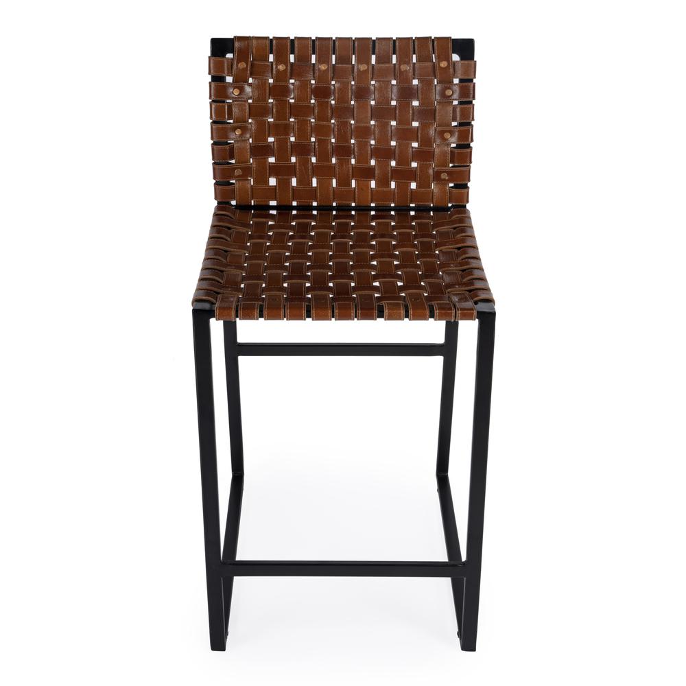 Urban Woven Leather 25" Counter Stool, Medium Brown