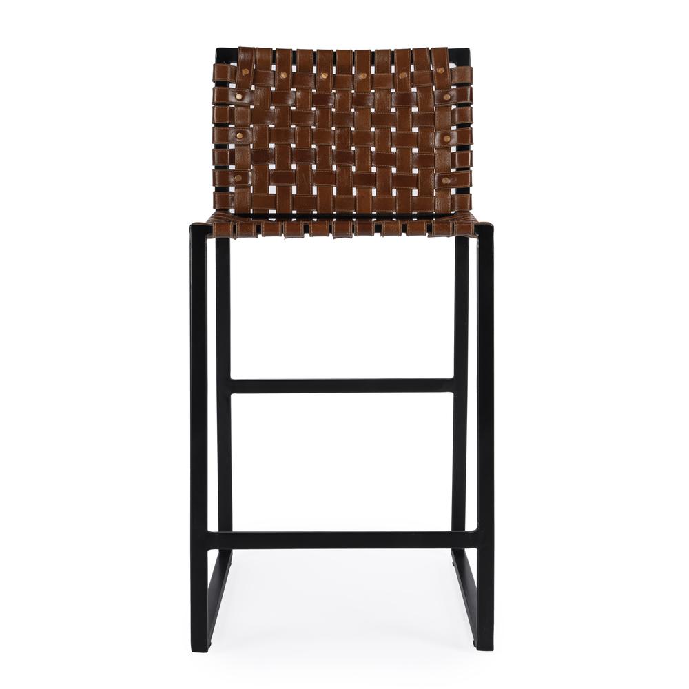 Urban Woven Leather 25" Counter Stool, Medium Brown