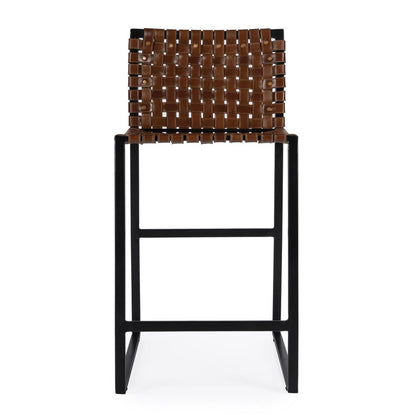 Urban Woven Leather 25" Counter Stool, Medium Brown