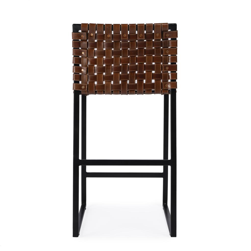 Urban Woven Leather 25" Counter Stool, Medium Brown