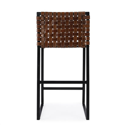 Urban Woven Leather 25" Counter Stool, Medium Brown