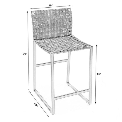 Urban Woven Leather 25" Counter Stool, Medium Brown