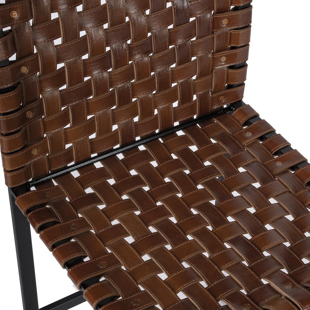 Urban Woven Leather Side Chair, Medium Brown