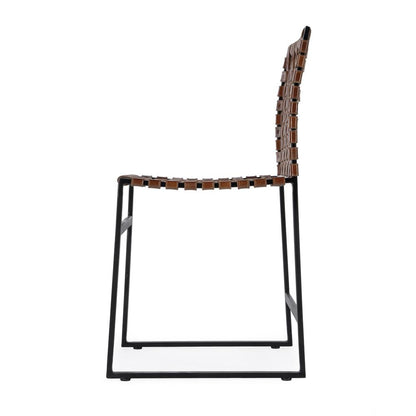 Urban Woven Leather Side Chair, Medium Brown
