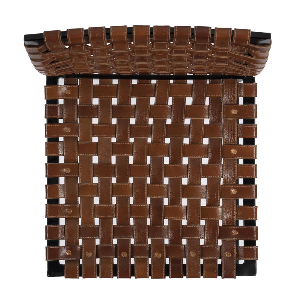 Urban Woven Leather Side Chair, Medium Brown