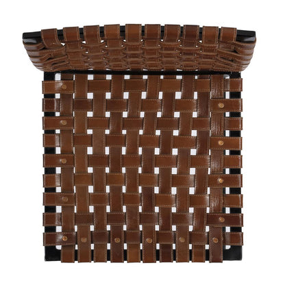 Urban Woven Leather Side Chair, Medium Brown