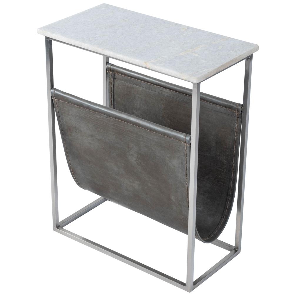 Koler Marble & Leather Magazine Table, Off-White