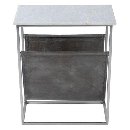 Koler Marble & Leather Magazine Table, Off-White