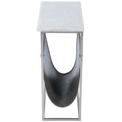 Koler Marble & Leather Magazine Table, Off-White
