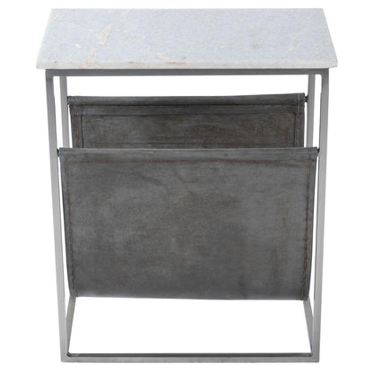 Koler Marble & Leather Magazine Table, Off-White