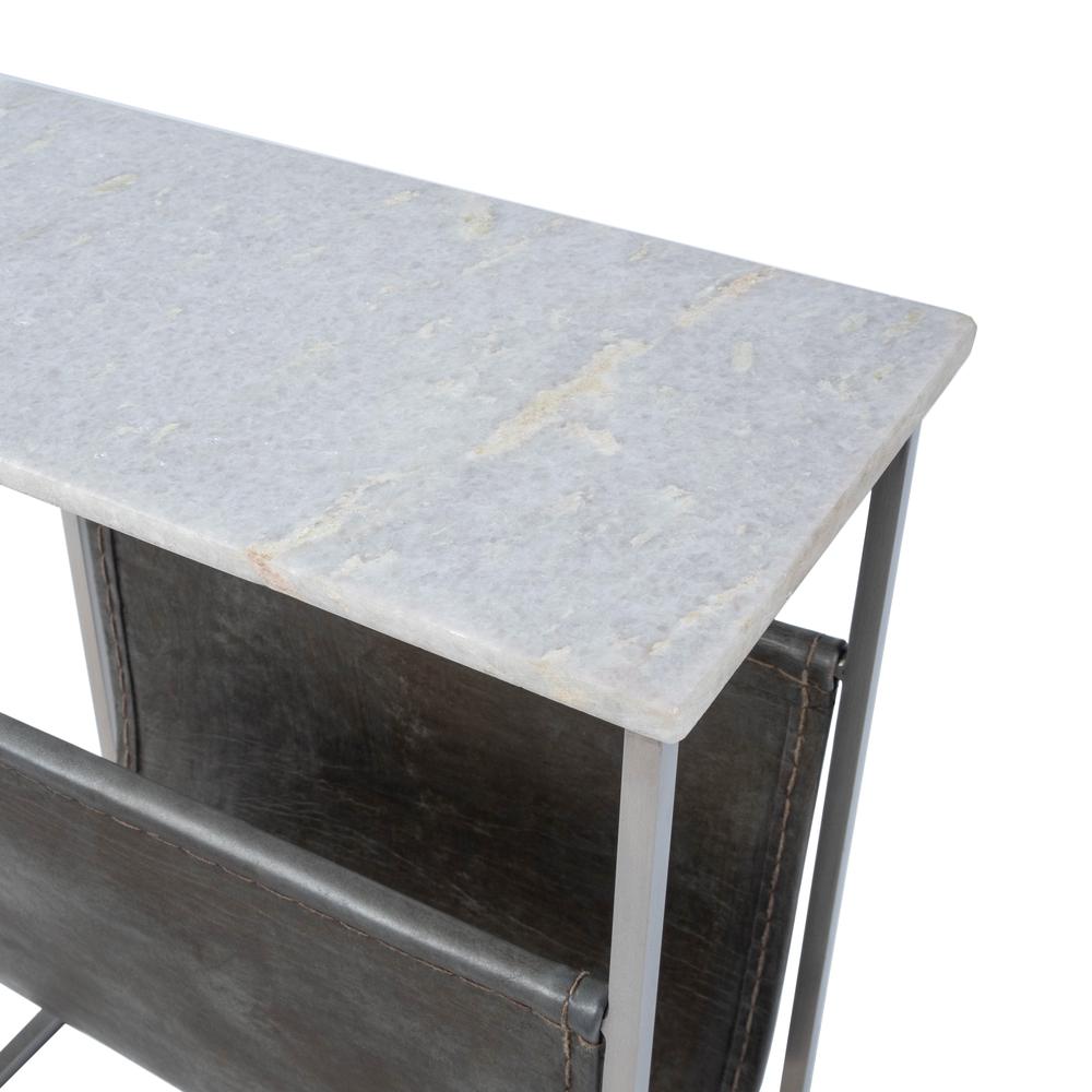 Koler Marble & Leather Magazine Table, Off-White