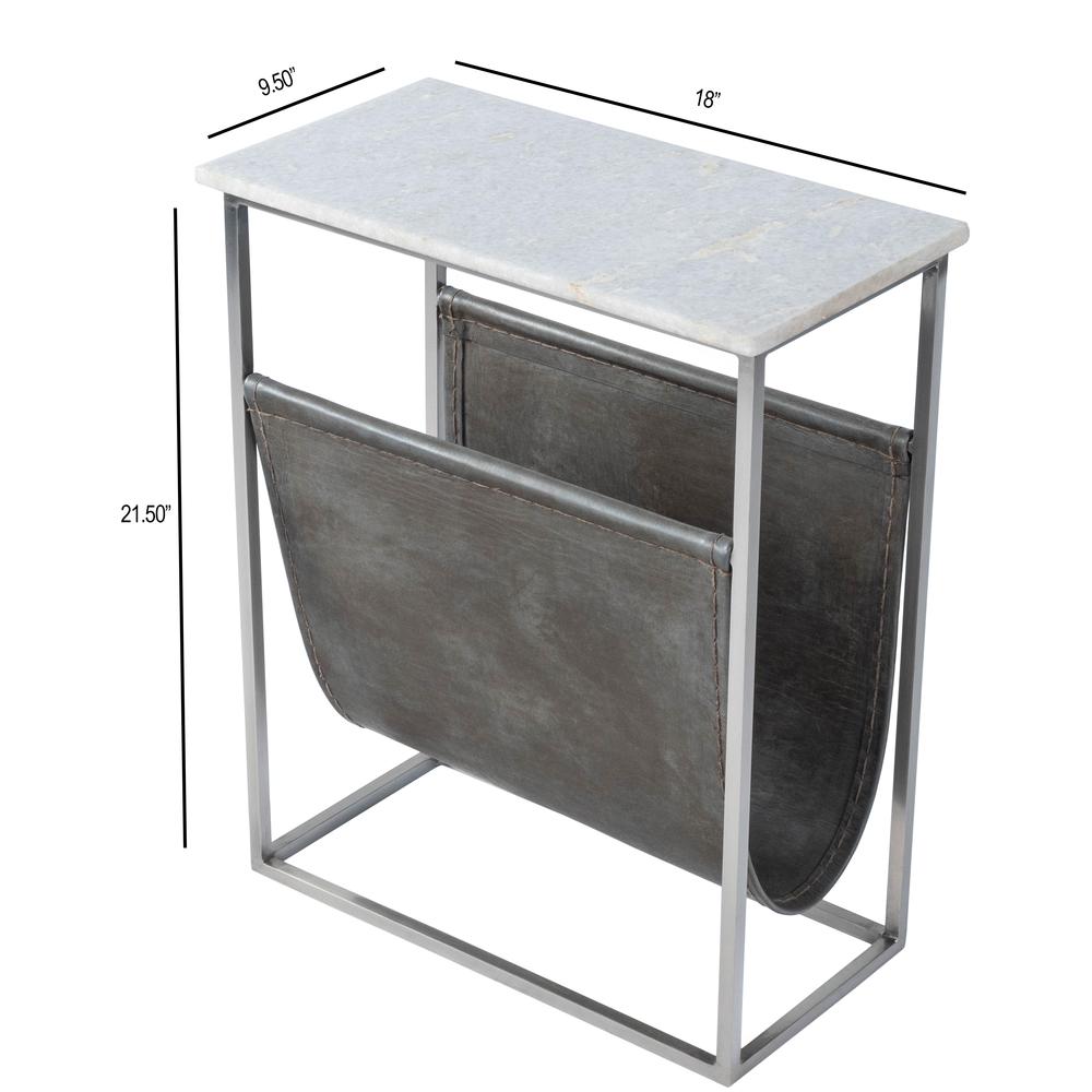Koler Marble & Leather Magazine Table, Off-White