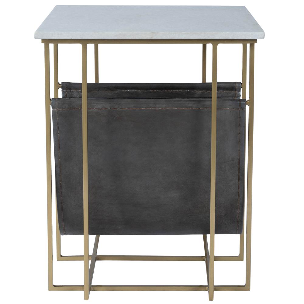 Stephanik Marble & Leather Magazine Side Table, Off-White