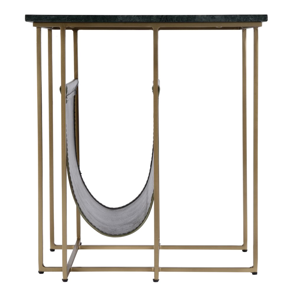 Stephanik 20.25 in. W Rectangular Marble & Leather Magazine Side Table, Green