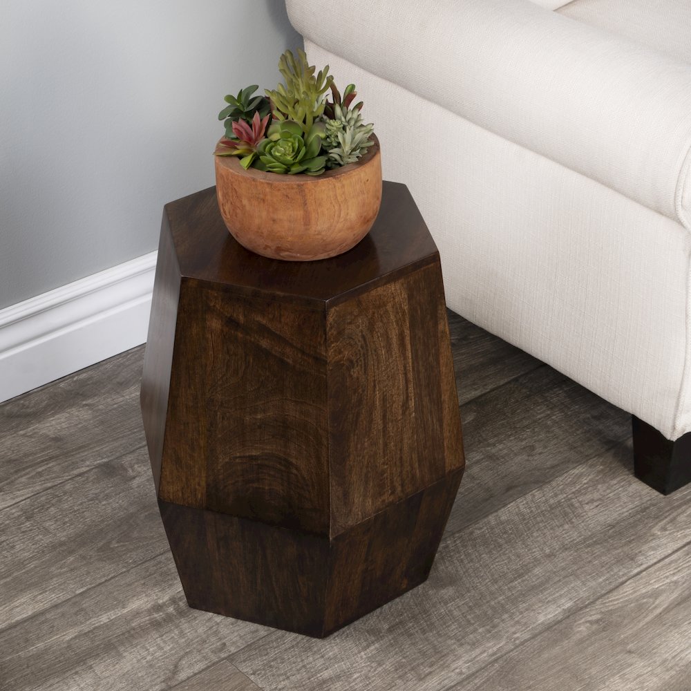 Gulchatai Wood Finish Side Table, Dark Brown