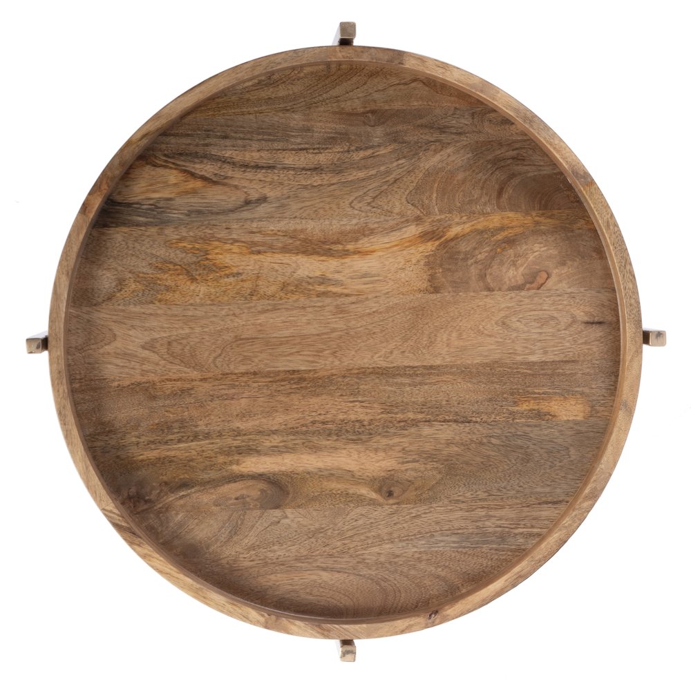 Damirra 23 in. W Round Wood & Metal 2 Tier Side Table, Natural