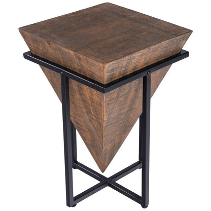 Gulnaria Wood & Metal Side Table, Dark Brown