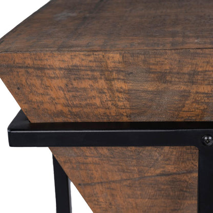 Gulnaria Wood & Metal Side Table, Dark Brown