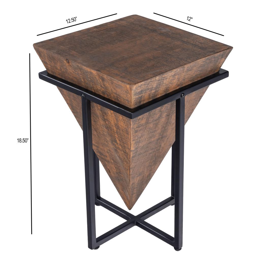 Gulnaria Wood & Metal Side Table, Dark Brown