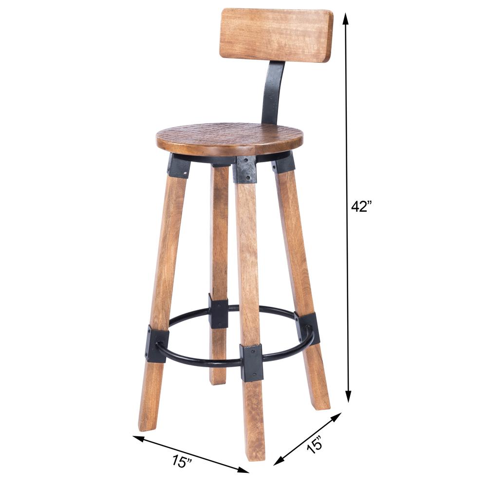Mountain Lodge Wood & Metal 30" Bar Stool, Natural Wood