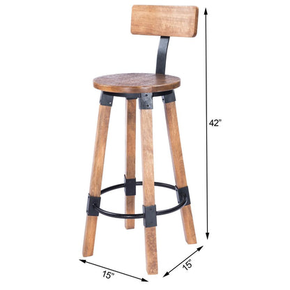 Mountain Lodge Wood & Metal 30" Bar Stool, Natural Wood