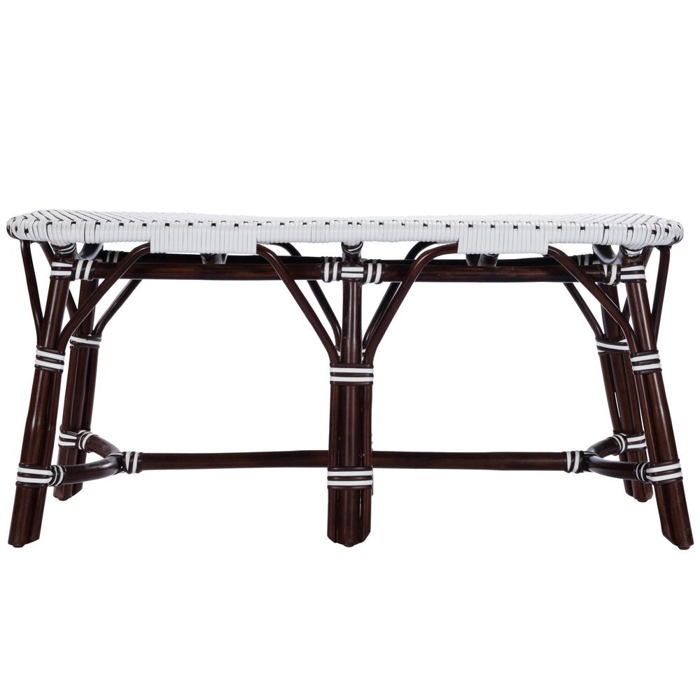 Marcella Rattan 42.5"W Bench, Dark Brown