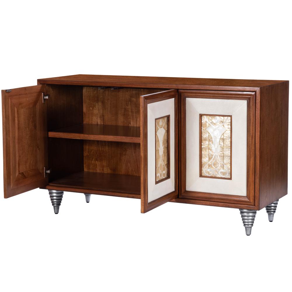 Shelly Leather & Capiz Shell Inlay 55" Sideboard, Medium Brown
