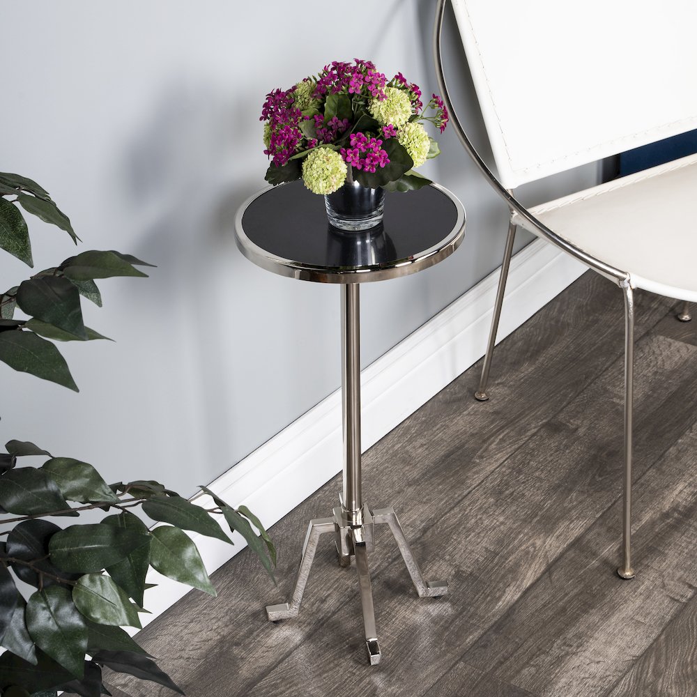 Sash Metal & Marble Side Table, Silver