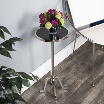 Sash Metal & Marble Side Table, Silver