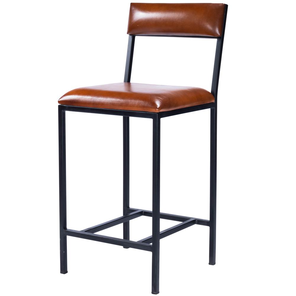 Lazarus Leather & Metal 27" Counter Stool, Medium Brown