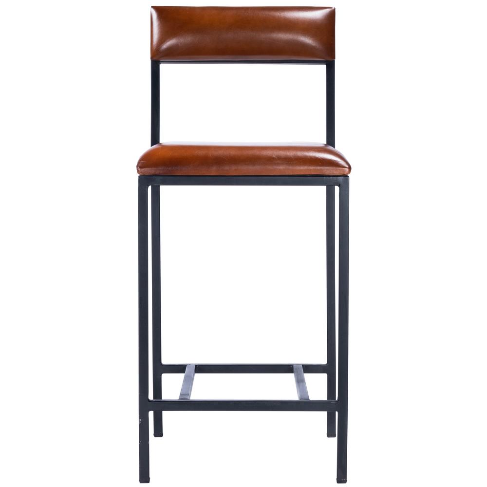 Lazarus Leather & Metal 27" Counter Stool, Medium Brown