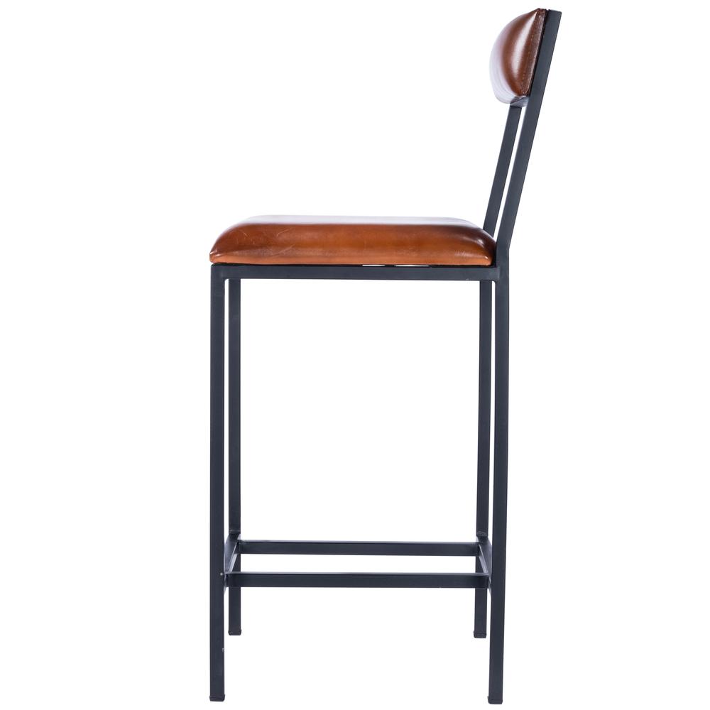 Lazarus Leather & Metal 27" Counter Stool, Medium Brown