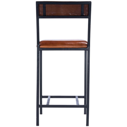Lazarus Leather & Metal 27" Counter Stool, Medium Brown
