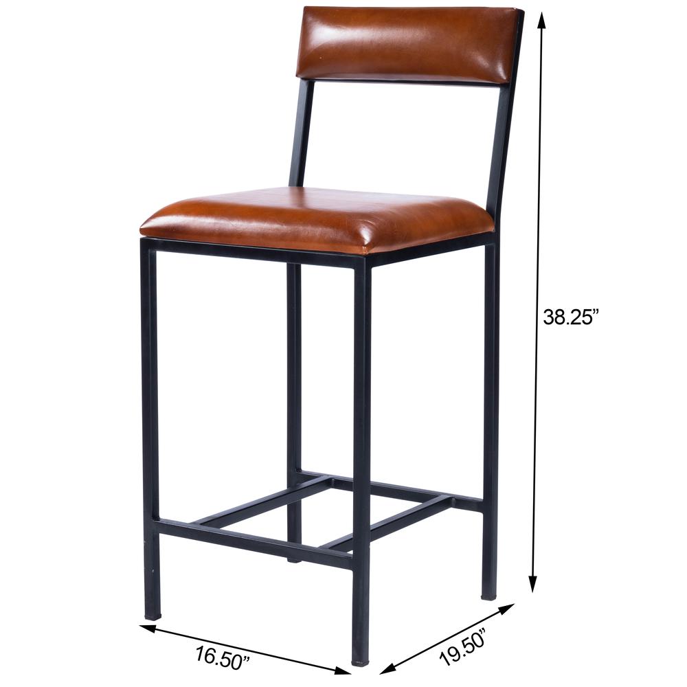 Lazarus Leather & Metal 27" Counter Stool, Medium Brown