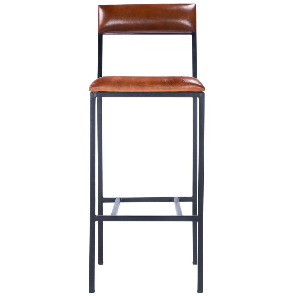Lazarus Leather & Metal 31.5" Bar Stool, Medium Brown