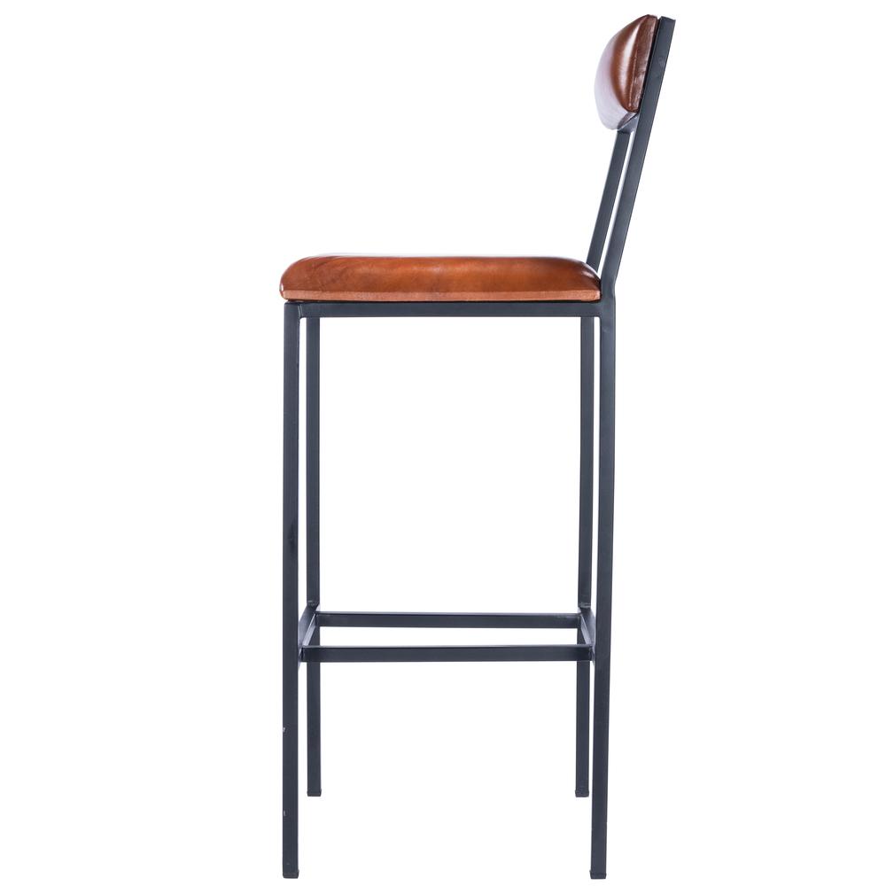 Lazarus Leather & Metal 31.5" Bar Stool, Medium Brown