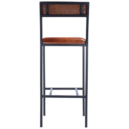Lazarus Leather & Metal 31.5" Bar Stool, Medium Brown