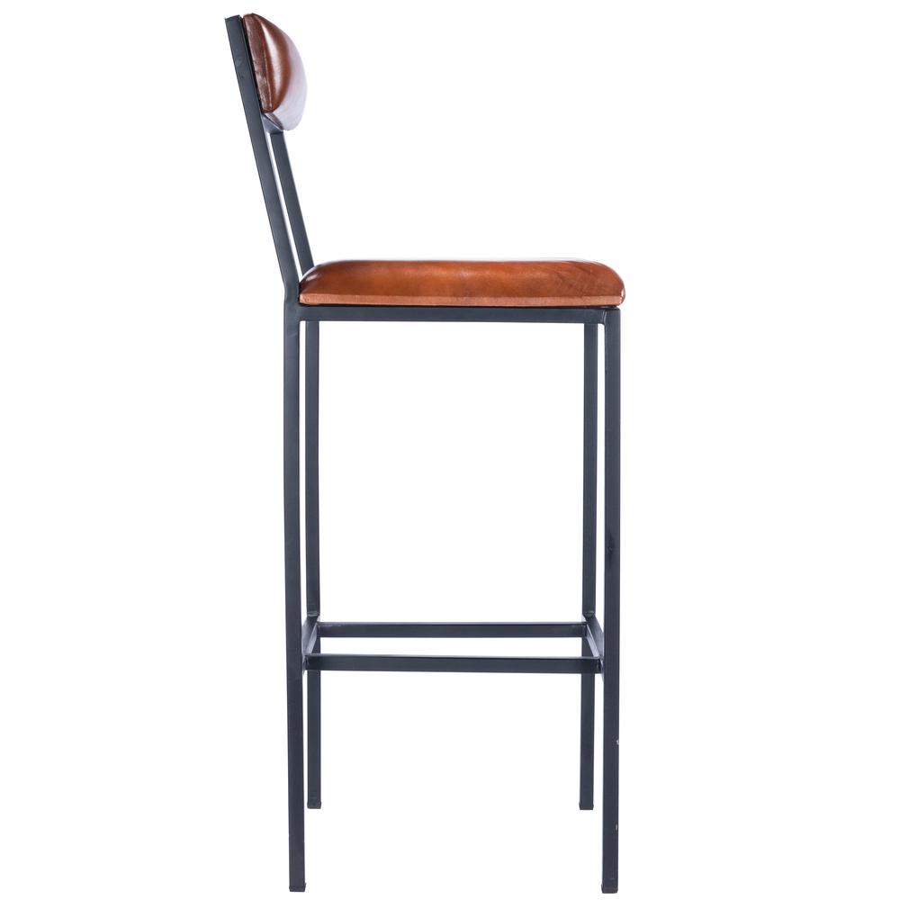 Lazarus Leather & Metal 31.5" Bar Stool, Medium Brown