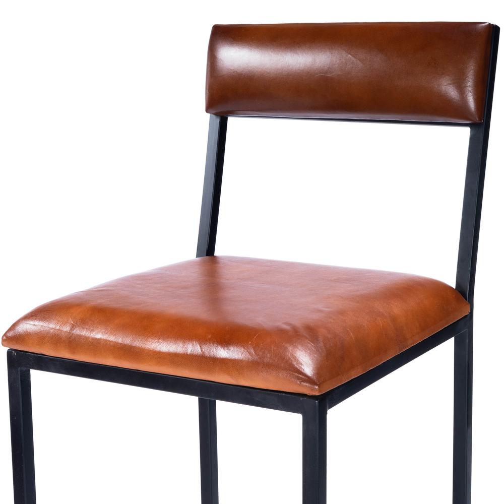 Lazarus Leather & Metal 31.5" Bar Stool, Medium Brown