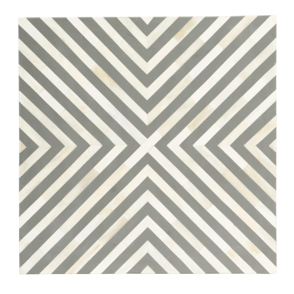 Anais and Grey Bone Inlay Side Table, Gray and White