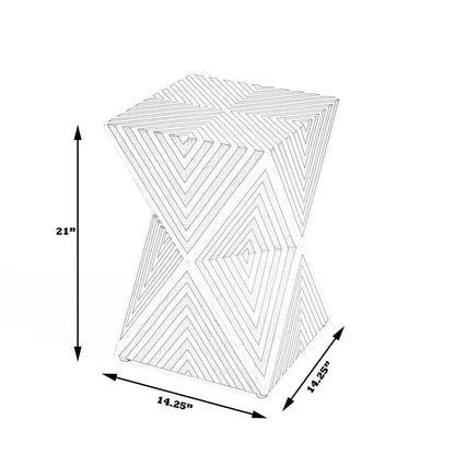 Anais and Grey Bone Inlay Side Table, Gray and White