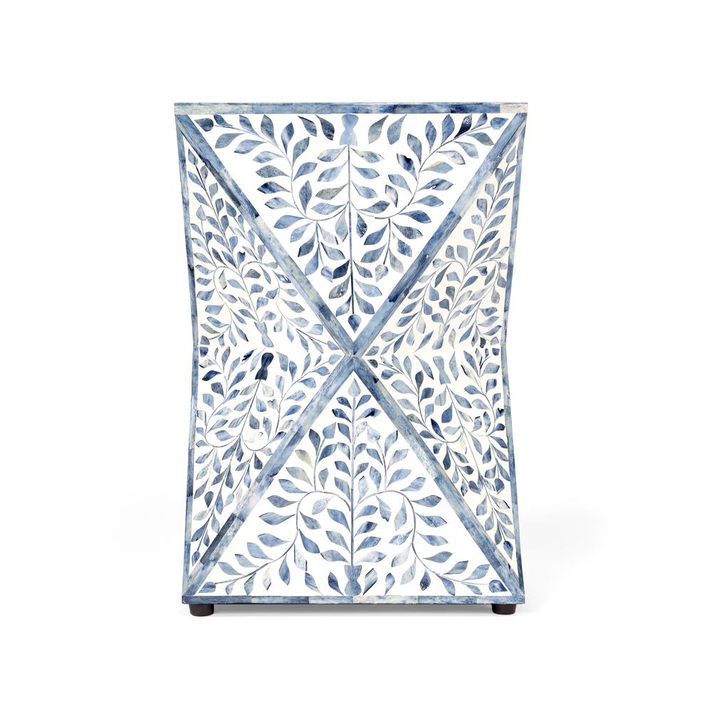 Trubadur Bone Inlay Side Table, Sky Blue and White