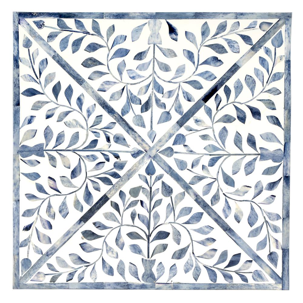 Trubadur Bone Inlay Side Table, Sky Blue and White