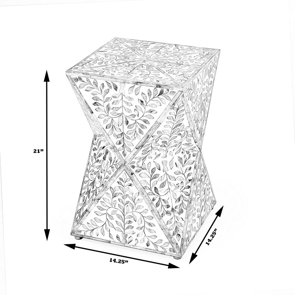 Trubadur Bone Inlay Side Table, Sky Blue and White