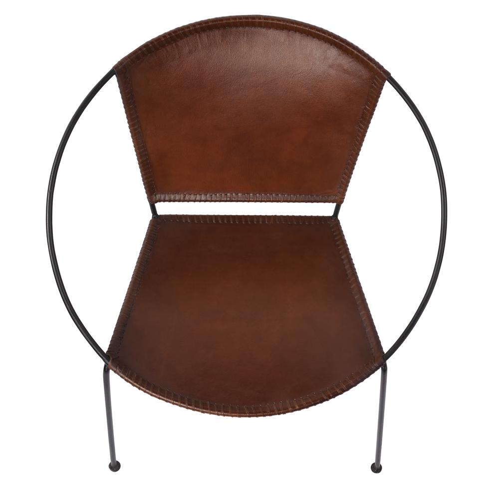 Milo Leather Accent Chair, Medium Brown