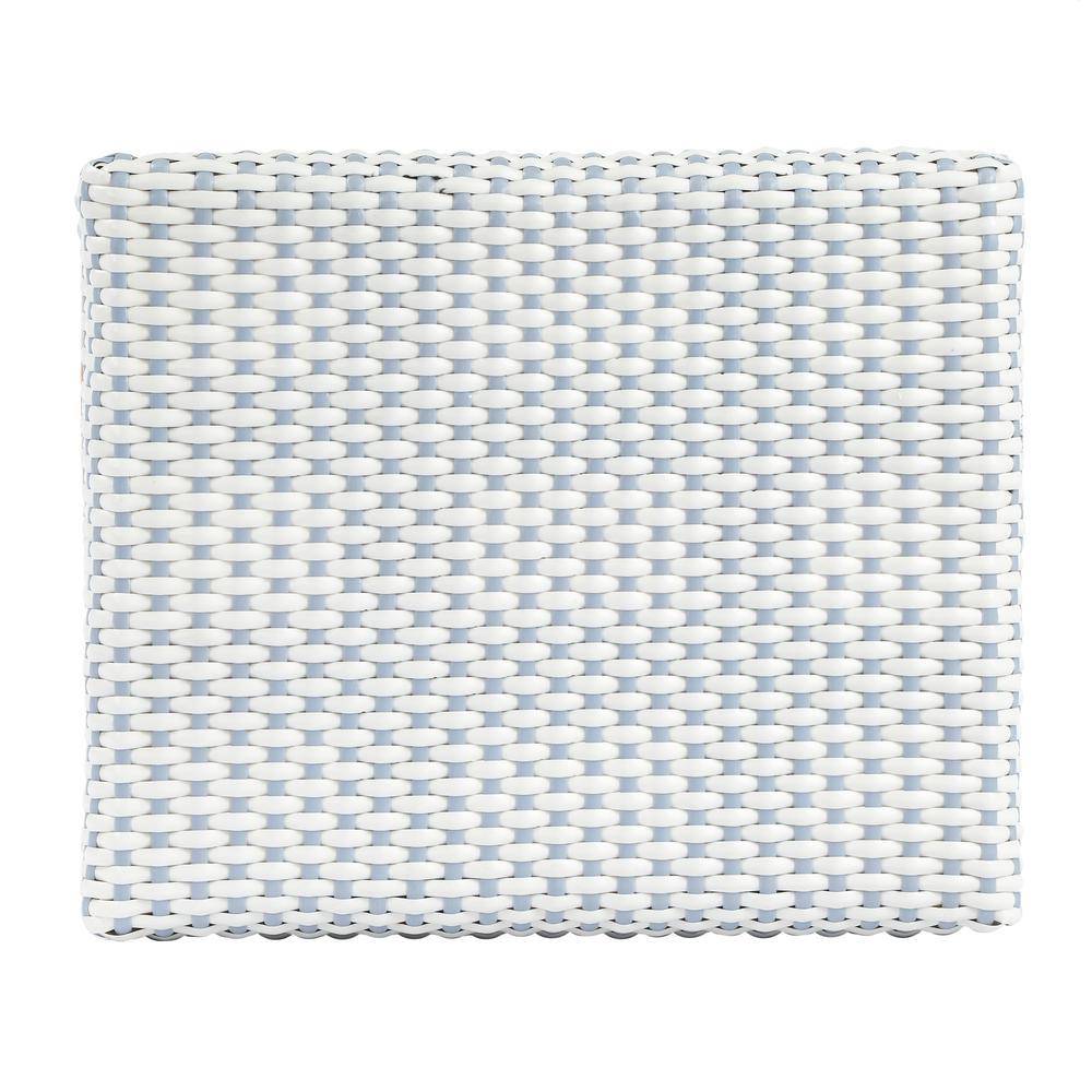 Robias Rectangular Rattan 24.5" Counter Stool, White and Sky Blue Dot