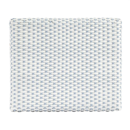 Robias Rectangular Rattan 24.5" Counter Stool, White and Sky Blue Dot