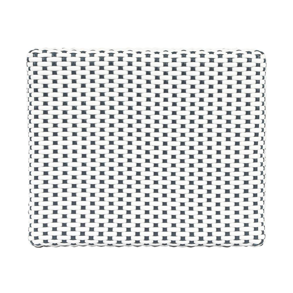 Robias Rectangular Rattan 24.5" Counter Stool, White and Navy Stripe